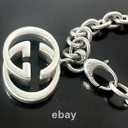 Gucci GG interlocking Charm Bracelet Oval link Chain Sterling Silver 925