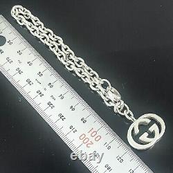 Gucci GG interlocking Charm Bracelet Oval link Chain Sterling Silver 925