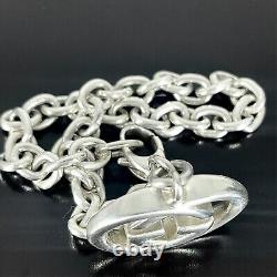 Gucci GG interlocking Charm Bracelet Oval link Chain Sterling Silver 925