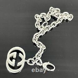 Gucci GG interlocking Charm Bracelet Oval link Chain Sterling Silver 925