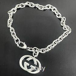 Gucci GG interlocking Charm Bracelet Oval link Chain Sterling Silver 925