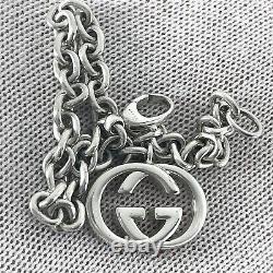 Gucci GG interlocking Charm Bracelet Oval link Chain Sterling Silver 925