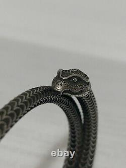 Gucci Garden Snake Aged Sterling Silver Bangle Bracelet YBA577283001018