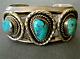 Heavy Native American Navajo Morenci Turquoise Sterling Silver Bracelet 114g