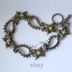 HE Barbara Bixby Diamond Peridot Paisley Link Sterling Silver 18K Bracelet