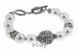 HSN Bali Designs Sterling Silver Antique Shell Pearl Beads Toggle 7 Bracelet