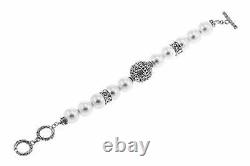 HSN Bali Designs Sterling Silver Antique Shell Pearl Beads Toggle 7 Bracelet