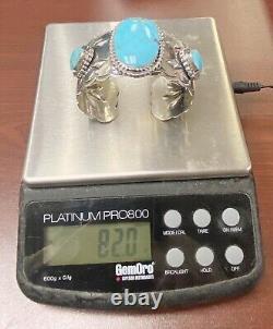 HSN Chaco Canyon Sterling Silver 3 Stone Kingman Turquoise Cuff Bracelet M/L