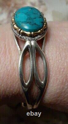 HSN Designer Fine Sterling Silver Turquoise cuff Bracelet sz small 6-7 Barse 925