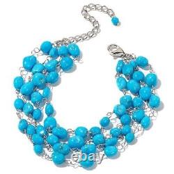 HSN Sleeping Beauty Turquoise Sterling Silver 4-Strand 7.25 Bracelet