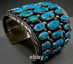 HUGE Vintage Navajo Sterling Silver Turquoise Cuff Bracelet FINAL PRICE DROP