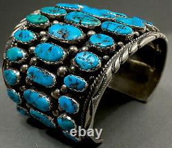 HUGE Vintage Navajo Sterling Silver Turquoise Cuff Bracelet FINAL PRICE DROP