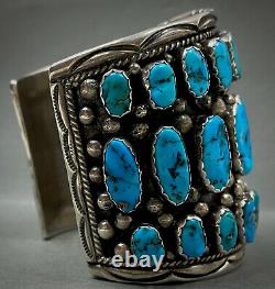 HUGE Vintage Navajo Sterling Silver Turquoise Cuff Bracelet FINAL PRICE DROP