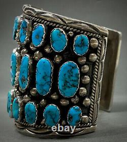 HUGE Vintage Navajo Sterling Silver Turquoise Cuff Bracelet FINAL PRICE DROP