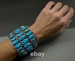 HUGE Vintage Navajo Sterling Silver Turquoise Cuff Bracelet FINAL PRICE DROP