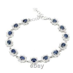 Heated Oval Sapphire 5x4mm Simulated Cz 925 Sterling Silver Bracelet 7 Insches