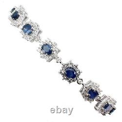 Heated Oval Sapphire 5x4mm Simulated Cz 925 Sterling Silver Bracelet 7 Insches