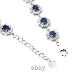 Heated Oval Sapphire 5x4mm Simulated Cz 925 Sterling Silver Bracelet 7 Insches