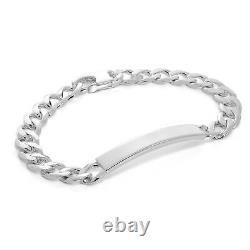 Heavy Curb 925 Sterling Silver 8 Inch Mens ID Bracelet Identity