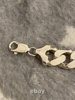 Heavy Sterling Silver ID Curb Bracelet Hallmarked 1998 77.9 Grams 8.5 Inch 3post