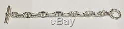 Hermes Sterling Silver Mens Chain d'Ancre Bracelet 10 Inches