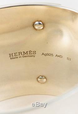Hermes Sterling Silver ST Kelly GM Turnlock Wide Bangle Bracelet