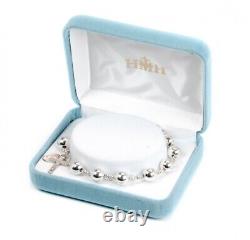 High Polished Round Sterling Silver 7mm Rosary Bracelet Made in the USA Beads