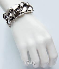 Huge Emperor Men Bracelet Curb Links Chain Solid. 925 Sterling Silver Sz 9 1/2