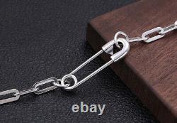 I07 Bracelet 7 7/8in Silver 925 Anchor Chain With Safety Pin