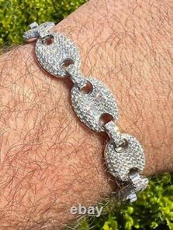 ICED Moissanite Gucci Link Bracelet 12mm Hip Hop 925 Silver Pass Diamond Tester