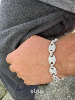 ICED Moissanite Gucci Link Bracelet 12mm Hip Hop 925 Silver Pass Diamond Tester