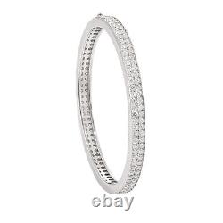 Iced 2mm D Color Moissanite Cuff Bracelet Bangle 925 Sterling Silver Pass Tester