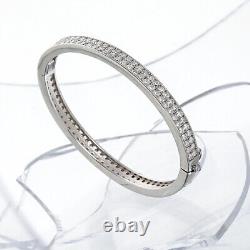 Iced 2mm D Color Moissanite Cuff Bracelet Bangle 925 Sterling Silver Pass Tester