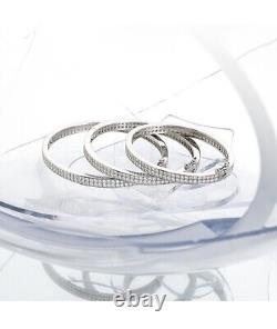 Iced 2mm D Color Moissanite Cuff Bracelet Bangle 925 Sterling Silver Pass Tester