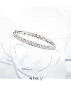 Iced 2mm D Color Moissanite Cuff Bracelet Bangle 925 Sterling Silver Pass Tester