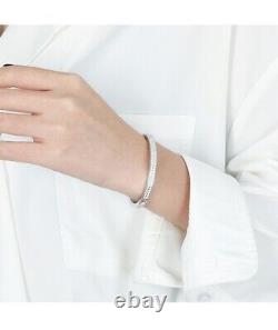 Iced 2mm D Color Moissanite Cuff Bracelet Bangle 925 Sterling Silver Pass Tester