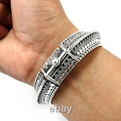 Indian Artisan Handmade Jewelry Solid 925 Sterling Oxidized Silver Ethnic Bangle