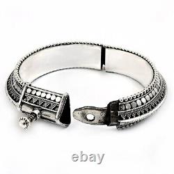 Indian Artisan Handmade Jewelry Solid 925 Sterling Oxidized Silver Ethnic Bangle