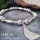 Inka Sterling Silver Chunky Oval Bead Stacking Bracelet With Large Tassel Charm