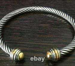 Inspired Classic 5mm Cable Cuff Sterling Silver Bracelet with 18k Gold on Silver