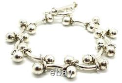 Intricate Sterling Silver 925 Bracelet Heavy Artistic Sphere Floral 7.5 Inch