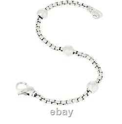 JAI Sterling Silver Station 3.7mm Box Chain Bracelet. 6-1/4