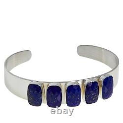 Jay King Sterling Silver Faceted Lapis 5-stone Cuff Bracelet. 6-3/4