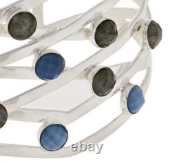 Jay King Sterling Silver Labradorite & Blue Opal Cuff Bracelet. 6-3/4