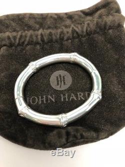 John Hardy. 925 Sterling Silver 10mm Wide Bamboo Bangle Bracelet Sz M withJH Pouch