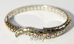 John Hardy Ayu Dot Sterling Silver & 18kt Gold Hinged Leaf Bracelet
