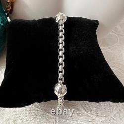 John Hardy Jai Sukhothai Hammered Bead Sterling Silver Bracelet Size Medium 7.5