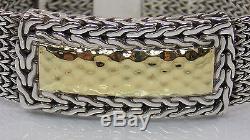 John Hardy Sterling Silver 22K Gold Palu Hammered Adjustable ID Buckle Bracelet