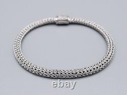 John Hardy Sterling Silver Pave Diamond 4mm Classic Wheat Chain Bracelet
