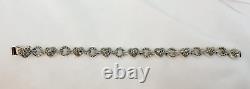 Judith Jack Sterling Silver Marcasite Heart & Circle Bracelet 7.75 In. 23.5 Gram